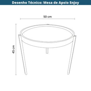 16 Mesa de Apoio Redonda Enjoy Rivatti 50 cm -Largura- Tampo Polipropileno Preto Base em Aco Preto Desenho Tecnico